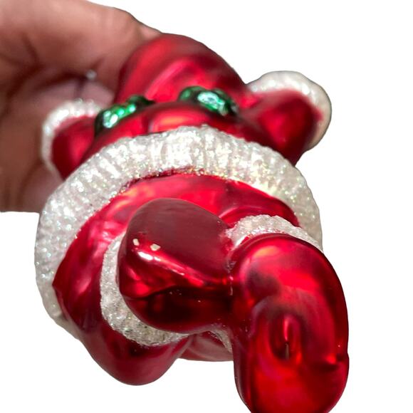 Jump For Joy Mercury Glass Christmas Ornament Child in Santa Suit Vtg Brass Key - Picture 14 of 16